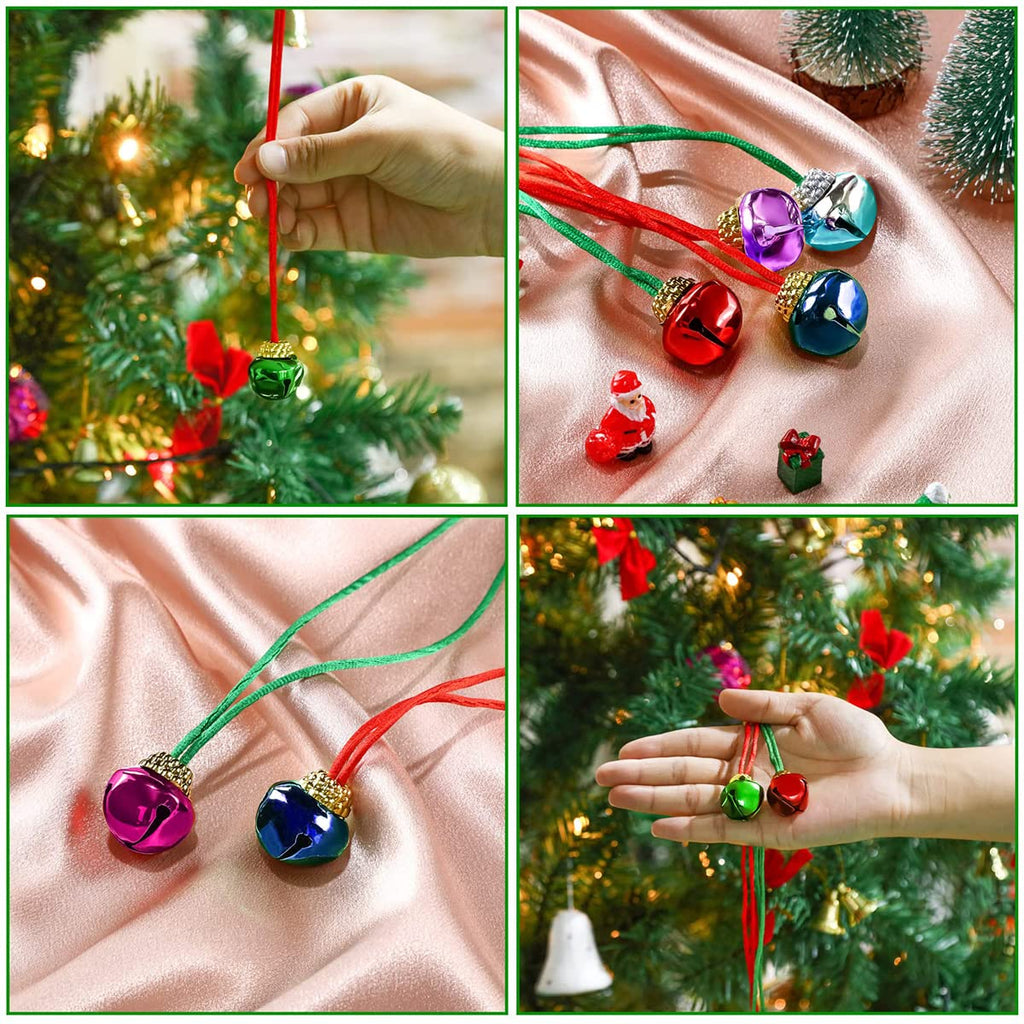 yfstyle Christmas Bell Necklace and Bracelet Set – 16-Piece Jingle Bell Jewelry for Parties and Costumes