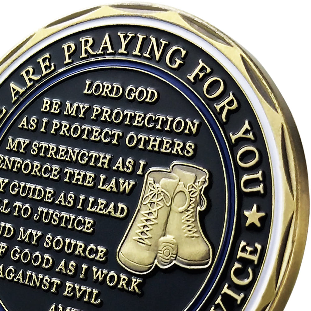 YGLLSSY Saint Michael Police Prayer Challenge Coin – Thin Blue Line Thank You Gift with Display Case