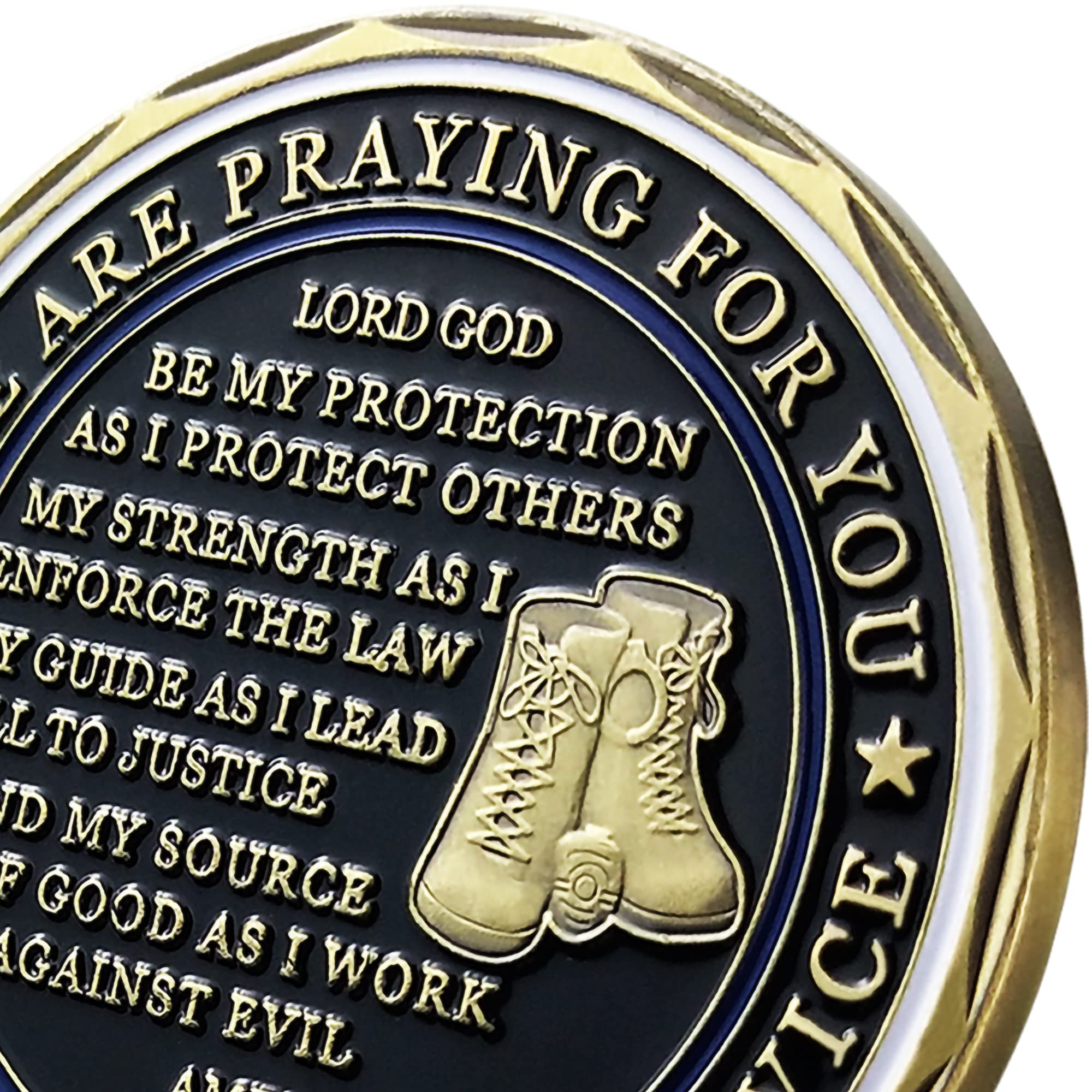 YGLLSSY Saint Michael Police Prayer Challenge Coin – Thin Blue Line Thank You Gift with Display Case