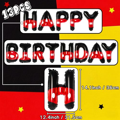 YIIHMEI Red and Black Birthday Balloon Set with 40-Inch Number 2 Foil and Star Balloons