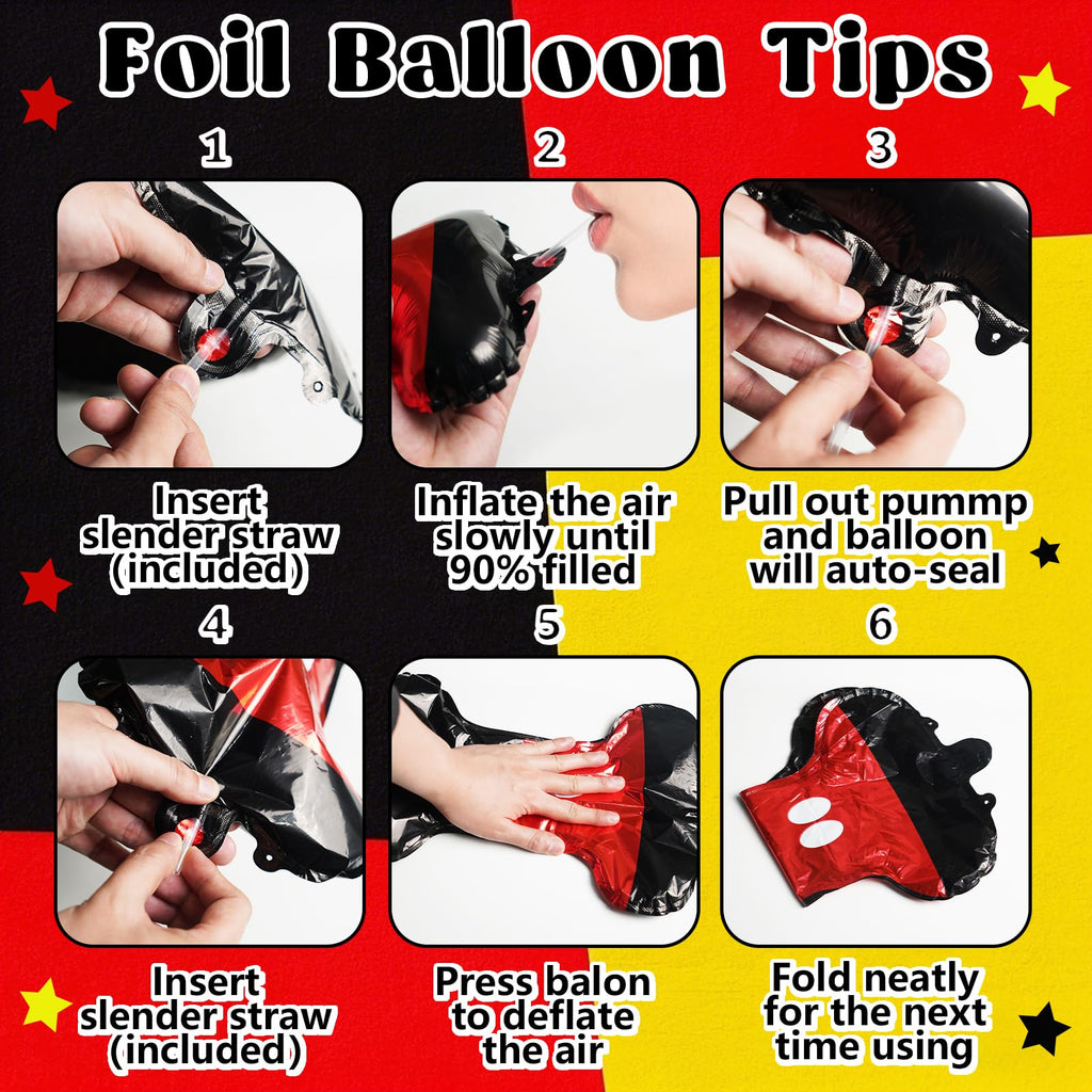 YIIHMEI Red and Black Birthday Balloon Set with 40-Inch Number 2 Foil and Star Balloons