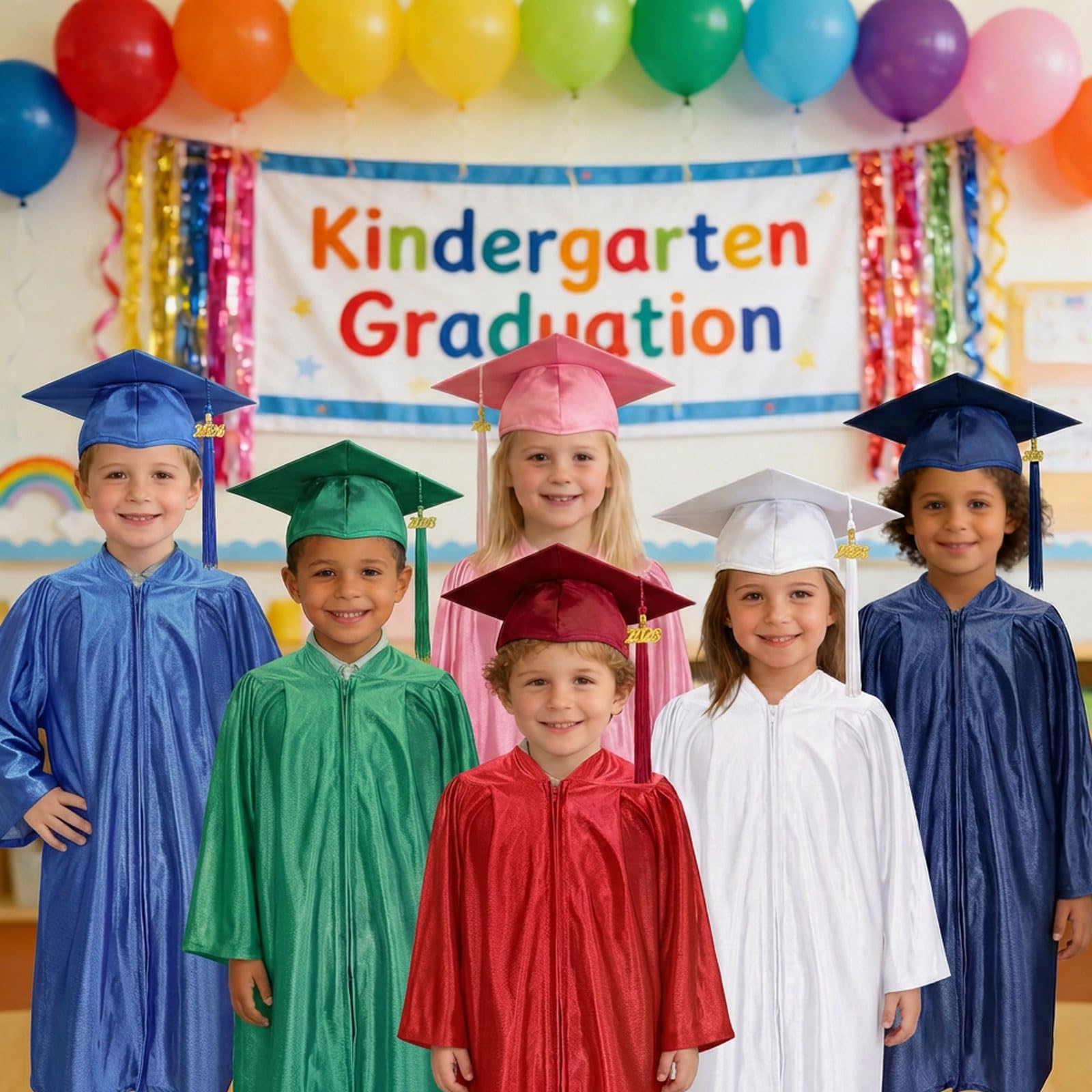YIIOSS Preschool & Kindergarten 2026 Graduation Cap and Gown Set for Toddlers and Kids