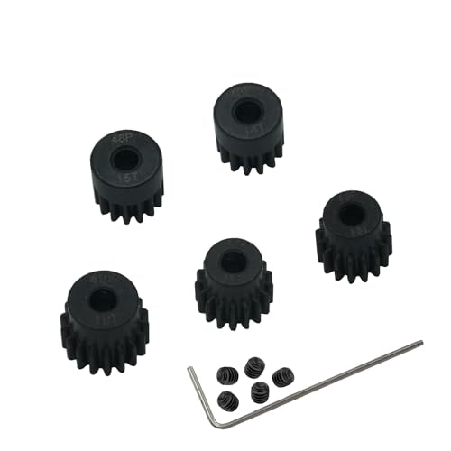 YijiaLink 48P Pinion Gear Set 5-Pack (14T-18T) Steel, 3.175mm Shaft for 1/10 RC Cars