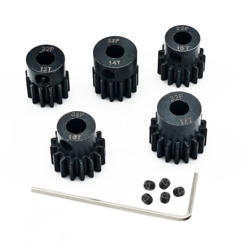 YijiaLink 5-Pack 32P 5mm Pinion Gear Set 13T-17T for 1/8 1/10 RC Cars