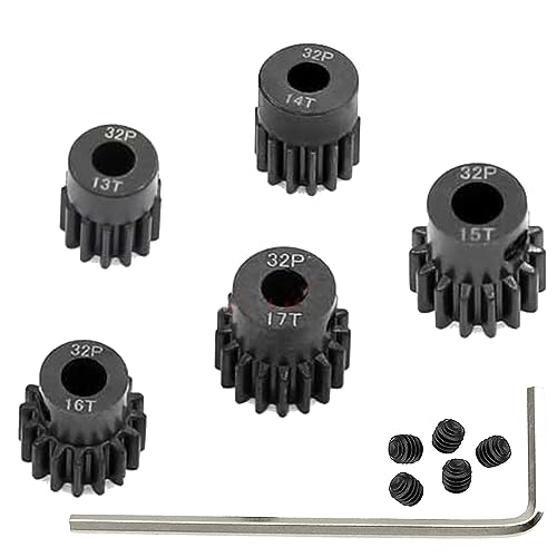 YijiaLink 5-Pack 32P 5mm Pinion Gear Set 13T-17T for 1/8 1/10 RC Cars