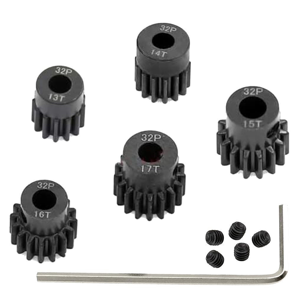 YijiaLink 5-Pack 32P 5mm Pinion Gear Set 13T-17T for 1/8 1/10 RC Cars