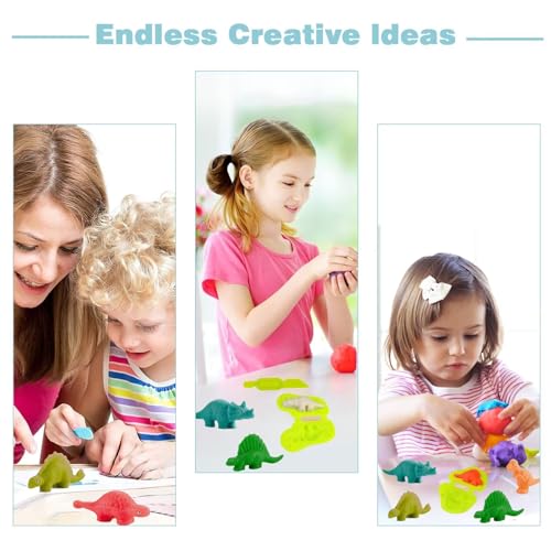 Yiklucg Dinosaur and Ocean Molds Dough Set – 18 Unique Molds + 10 Tools for Kids Aged 3-8