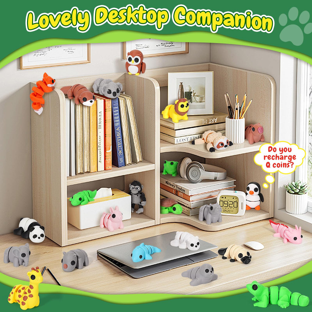 YILCER 24-Pack Mini 3D Printed Articulated Animals - Flexible Toy Figurines for Easter Baskets, Egg Fillers, and Pocket Pets