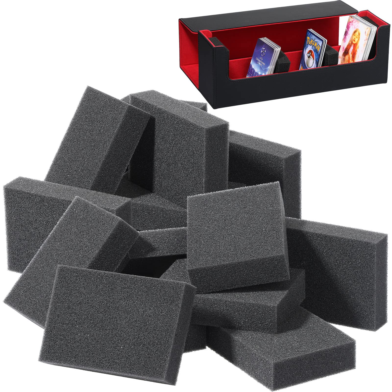 Yinkin 20-Pack EVA Foam Card Dividers for Storage Boxes – Black Shock Absorbing Spacers, 3.5x2.5x0.8 inches