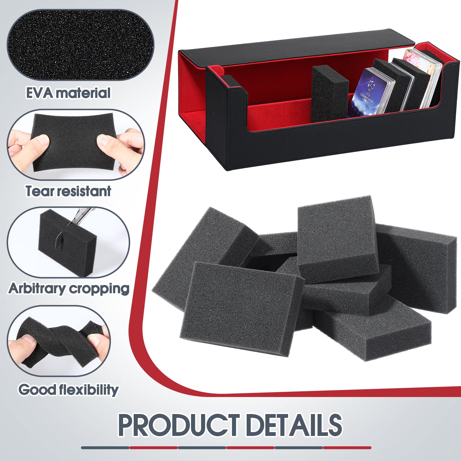 Yinkin 20-Pack EVA Foam Card Dividers for Storage Boxes – Black Shock Absorbing Spacers, 3.5x2.5x0.8 inches