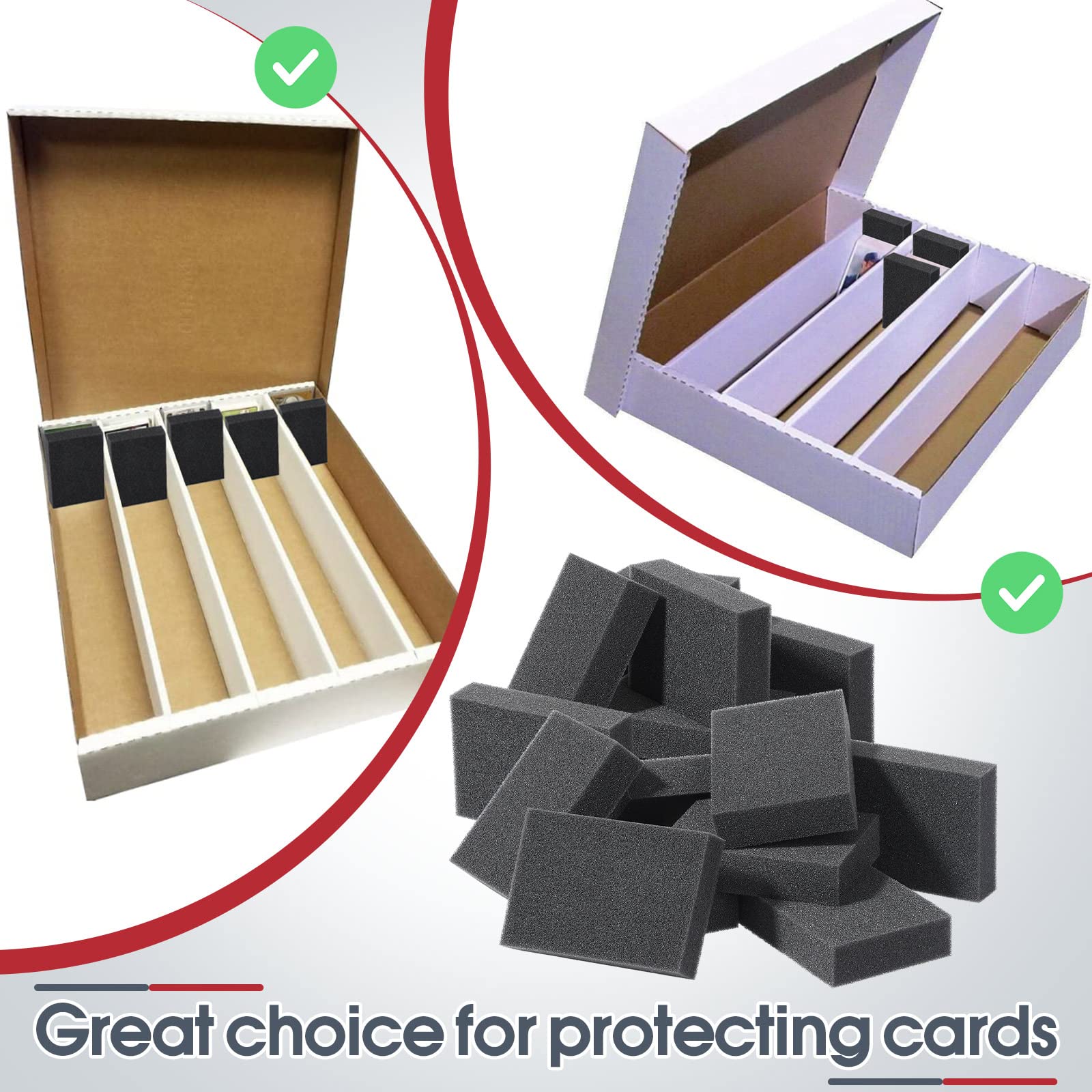Yinkin 20-Pack EVA Foam Card Dividers for Storage Boxes – Black Shock Absorbing Spacers, 3.5x2.5x0.8 inches