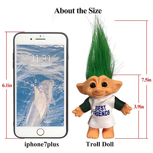 Yintlilocn 7.5" Green Vintage Troll Doll - Collectible Toy for Crafts, Party Favors, and School Projects