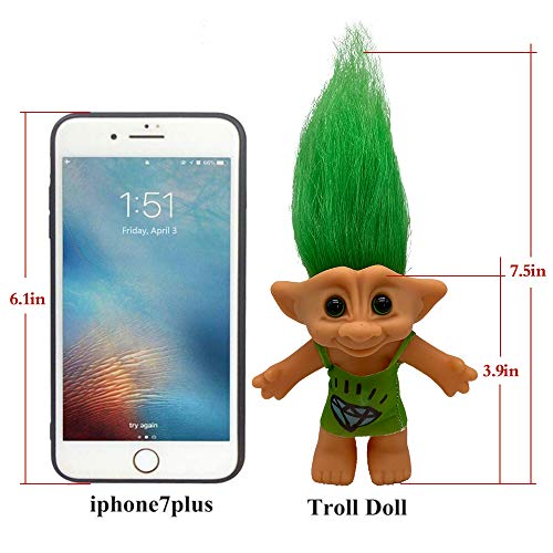 Yintlilocn Green Diamond Vintage Troll Doll – 7.5" PVC Collectible for Crafts, Parties & School Projects