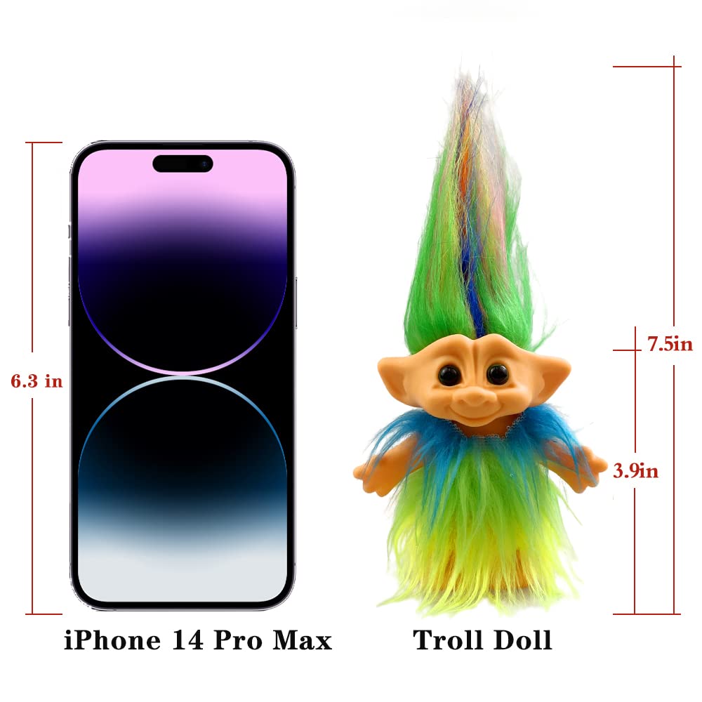 Yintlilocn Retro Vintage Troll Doll – 7.5" Chromatic Collectible for Arts, Crafts & Party Favors