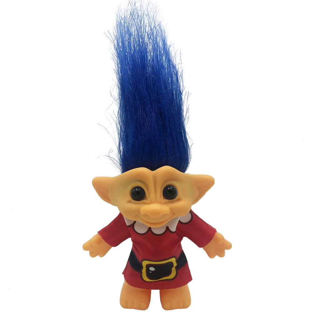 Yintlilocn Vintage Troll Doll - 7.5" Blue Hair, PVC/Polyester, for Collections & Crafts