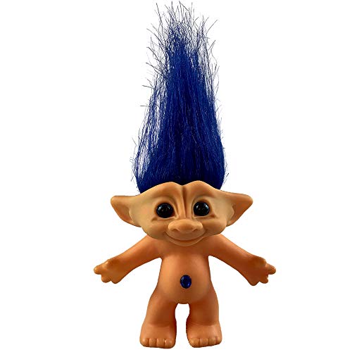 Yintlilocn Vintage Troll Doll - 7.5" Blue Hair, PVC/Polyester, for Collections & Crafts