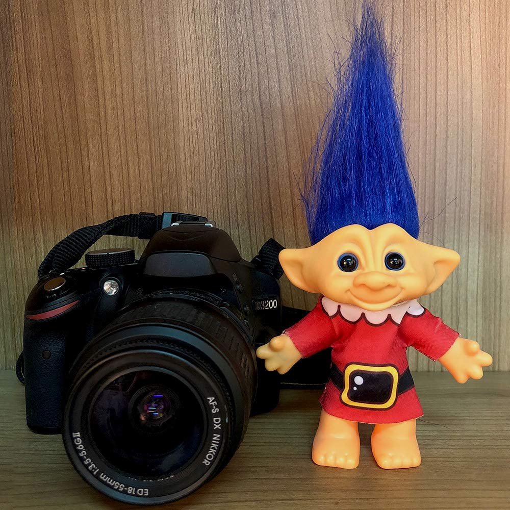 Yintlilocn Vintage Troll Doll - 7.5" Blue Hair, PVC/Polyester, for Collections & Crafts