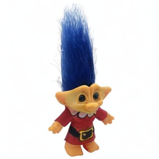 Yintlilocn Vintage Troll Doll - 7.5" Blue Hair, PVC/Polyester, for Collections & Crafts