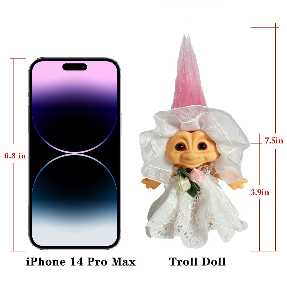 Yintlilocn Vintage Troll Doll – 7.5" White Retro Collectible with Soft Hair
