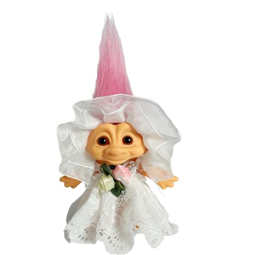 Yintlilocn Vintage Troll Doll – 7.5" White Retro Collectible with Soft Hair