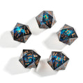 Yiotfandoll 5-Piece 22mm D20 Polyhedral Dice Set – Black Green Resin D20s for D&D, MTG & RPGs