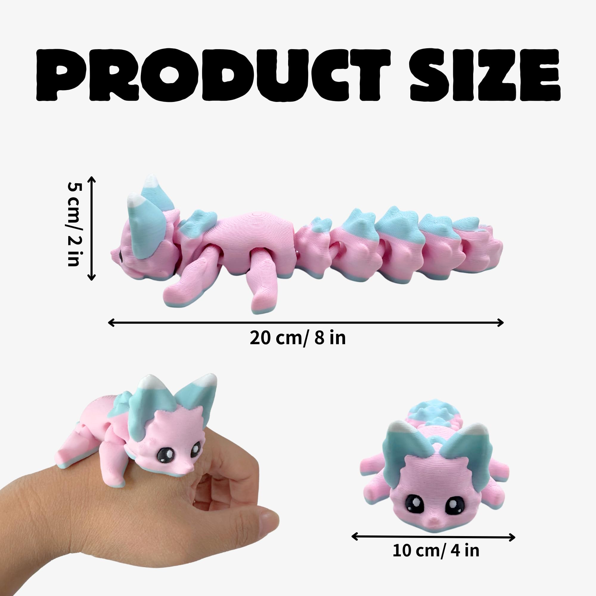 Yipintang 3D Printed Articulated Fox - 8 Inch Flexible Fidget Animal Desk Décor (Candy Fox)