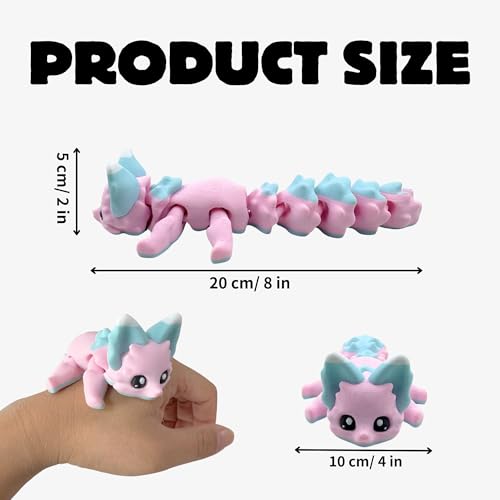 Yipintang 3D Printed Articulated Fox - 8 Inch Flexible Fidget Animal Desk Décor (Candy Fox)