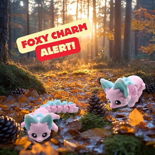 Yipintang 3D Printed Articulated Fox - 8 Inch Flexible Fidget Animal Desk Décor (Candy Fox)