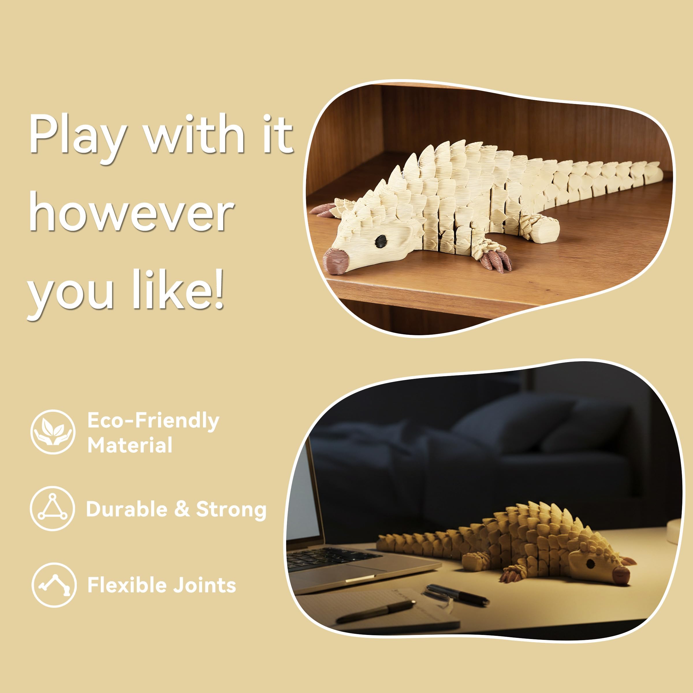 Yipintang 3D Printed Pangolin Desk Decor – 8.3" Reinforced Articulated Figure with Realistic Scaled Texture