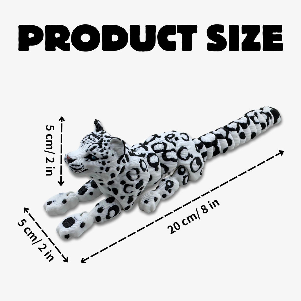 Yipintang 8-Inch Articulated Snow Leopard – 3D Printed Flexible Fidget Animal for Desk Décor