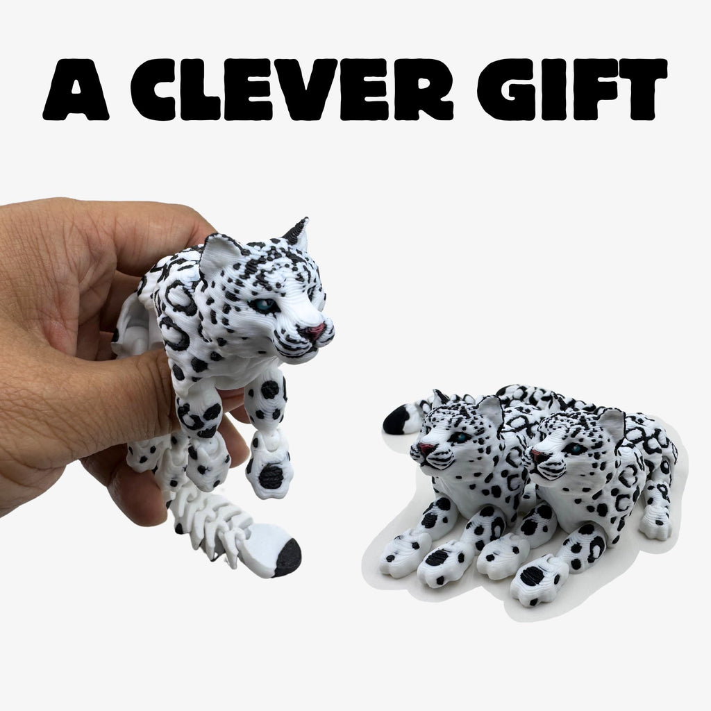 Yipintang 8-Inch Articulated Snow Leopard – 3D Printed Flexible Fidget Animal for Desk Décor