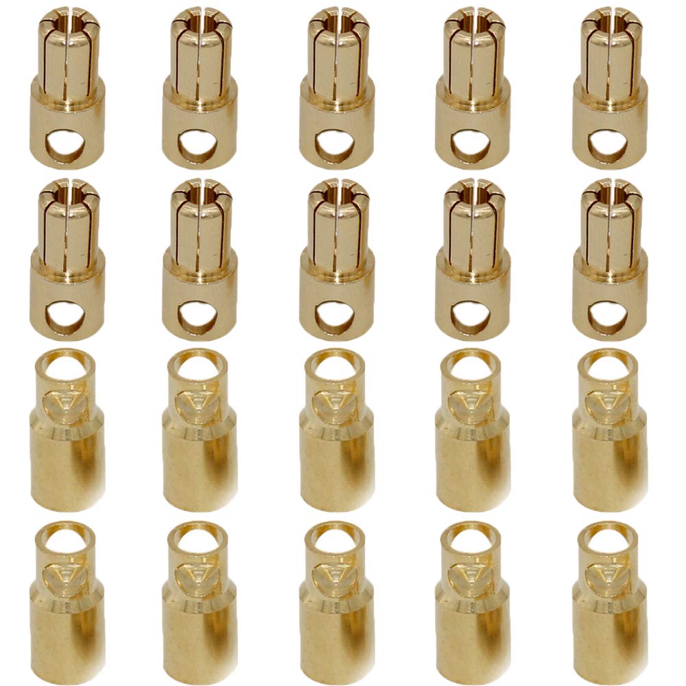Yiqigou 10 Pairs 8.0mm Gold-Plated Bullet Connectors for RC Batteries and ESC