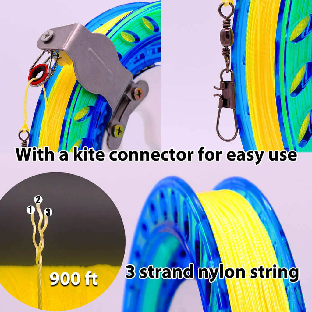 Yiranzide Kite Reel and String Spool – 7.2" Stainless Steel, 900ft Braided Line with Connector