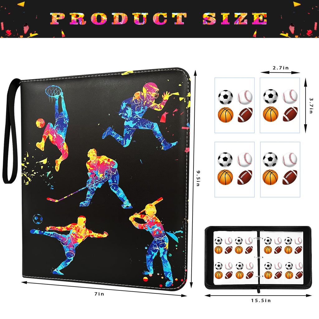 Yisheme 400-Pocket Sports Card Binder – 50 Removable Sleeves for Trading Cards