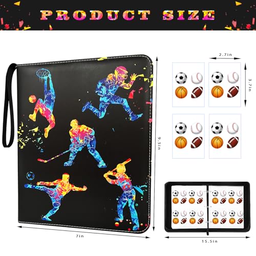 Yisheme 400-Pocket Sports Card Binder – 50 Removable Sleeves for Trading Cards