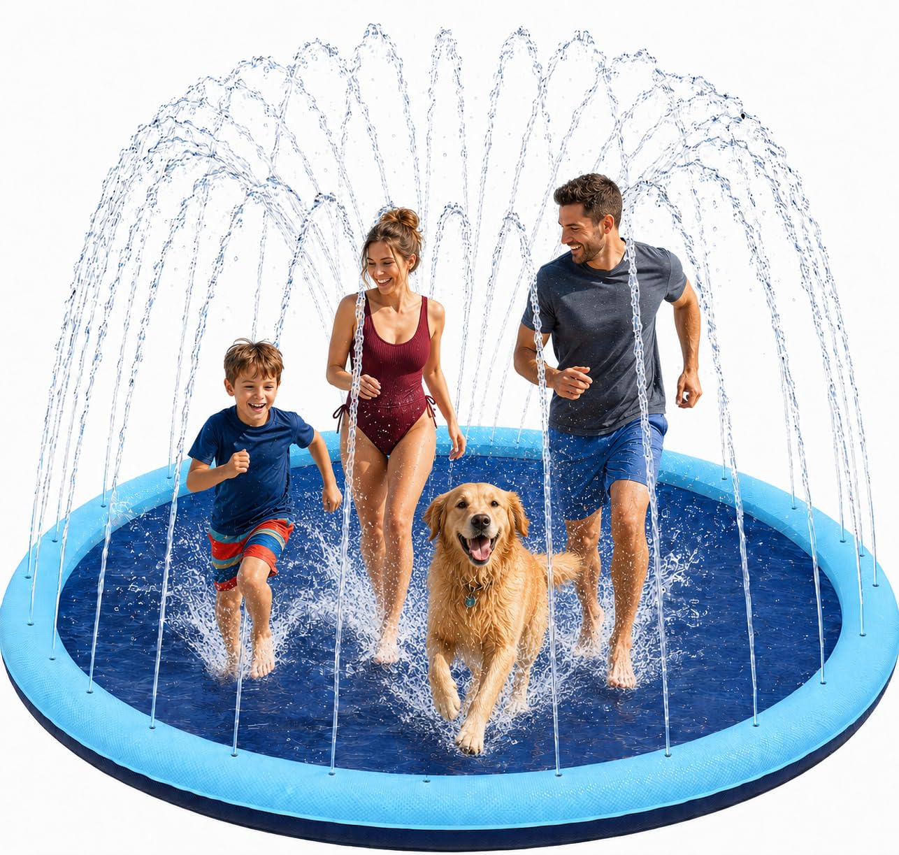 YJMAOYI Non-Slip Splash Pad 59" - Thick Sprinkler Mat for Summer Water Fun