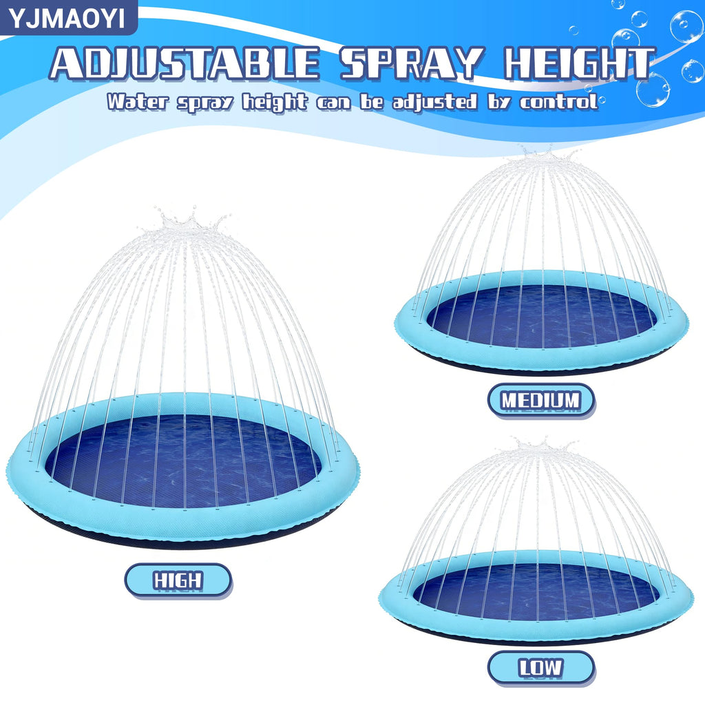 YJMAOYI Non-Slip Splash Pad 59" - Thick Sprinkler Mat for Summer Water Fun