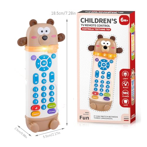 YLXHDO Baby Remote Control Toy with Music and Light – Toddler Early Education Learning Toy for Boys & Girls Ages 18 Months+ (Bear)