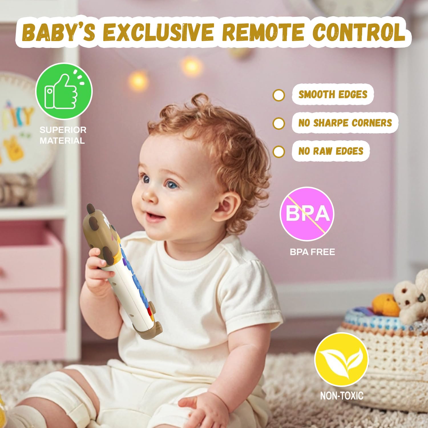 YLXHDO Baby Remote Control Toy with Music and Light – Toddler Early Education Learning Toy for Boys & Girls Ages 18 Months+ (Bear)