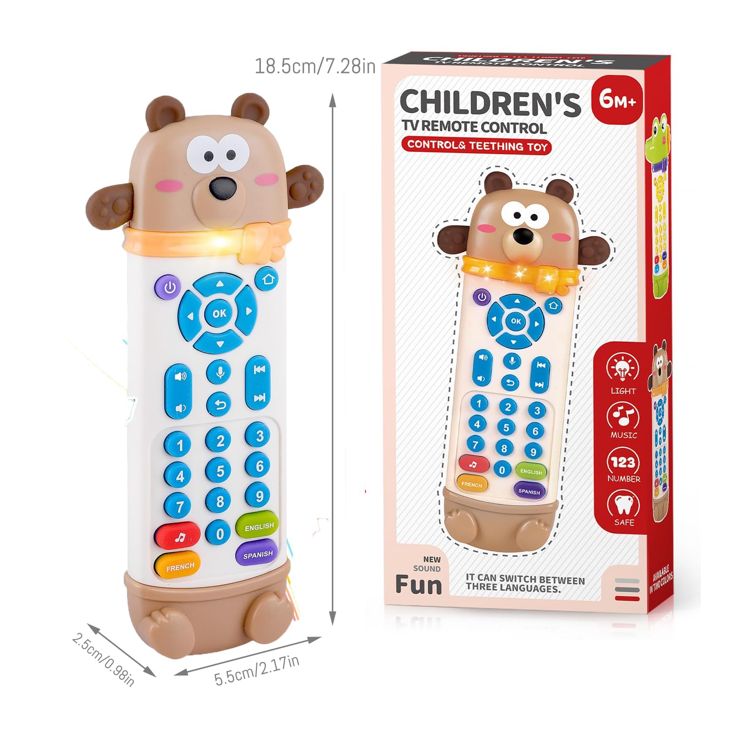 YLXHDO Baby Remote Control Toy with Music and Light – Toddler Early Education Learning Toy for Boys & Girls Ages 18 Months+ (Bear)