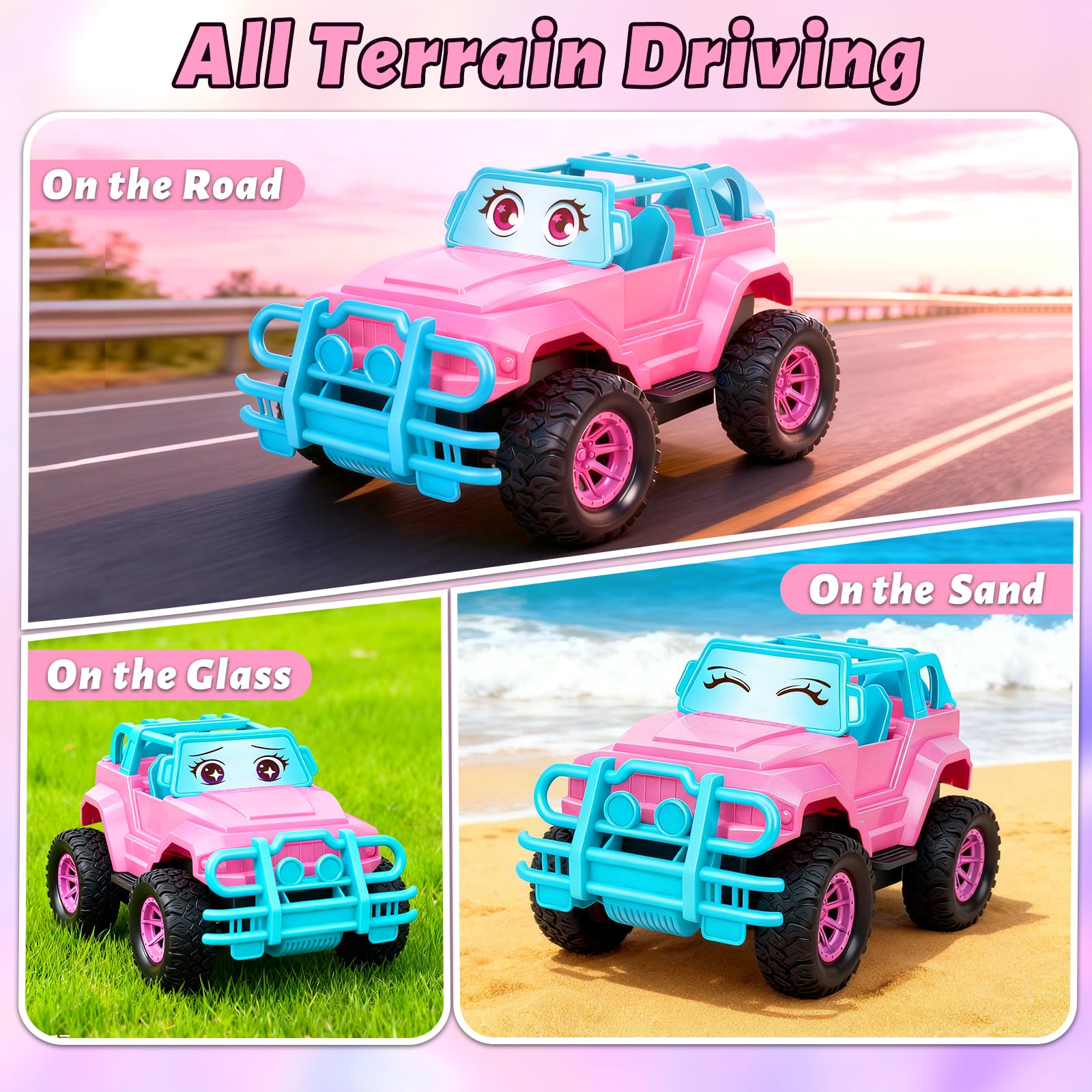 Ynybusi 1:20 Scale RC Monster Truck with LED Lights, DIY Stickers, and Doll Seat for Kids Ages 6-10