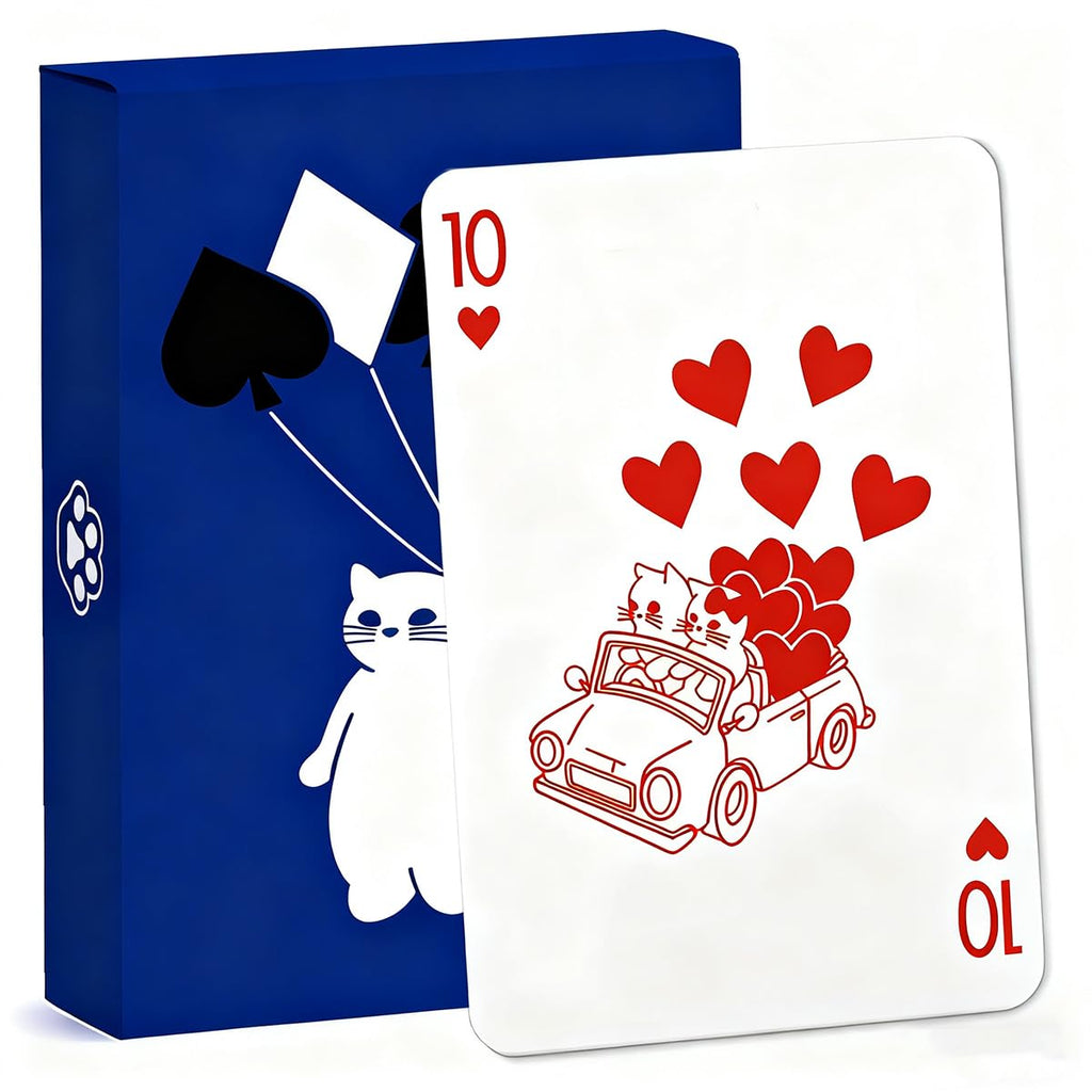 YOCEAN Blue Cat Playing Cards (2 Decks, 54 Cards Each, 3.5×4.5 inches)