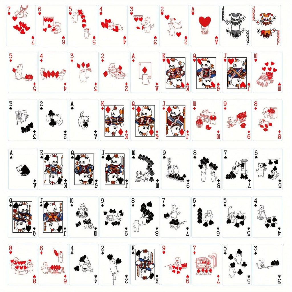 YOCEAN Blue Cat Playing Cards (2 Decks, 54 Cards Each, 3.5×4.5 inches)