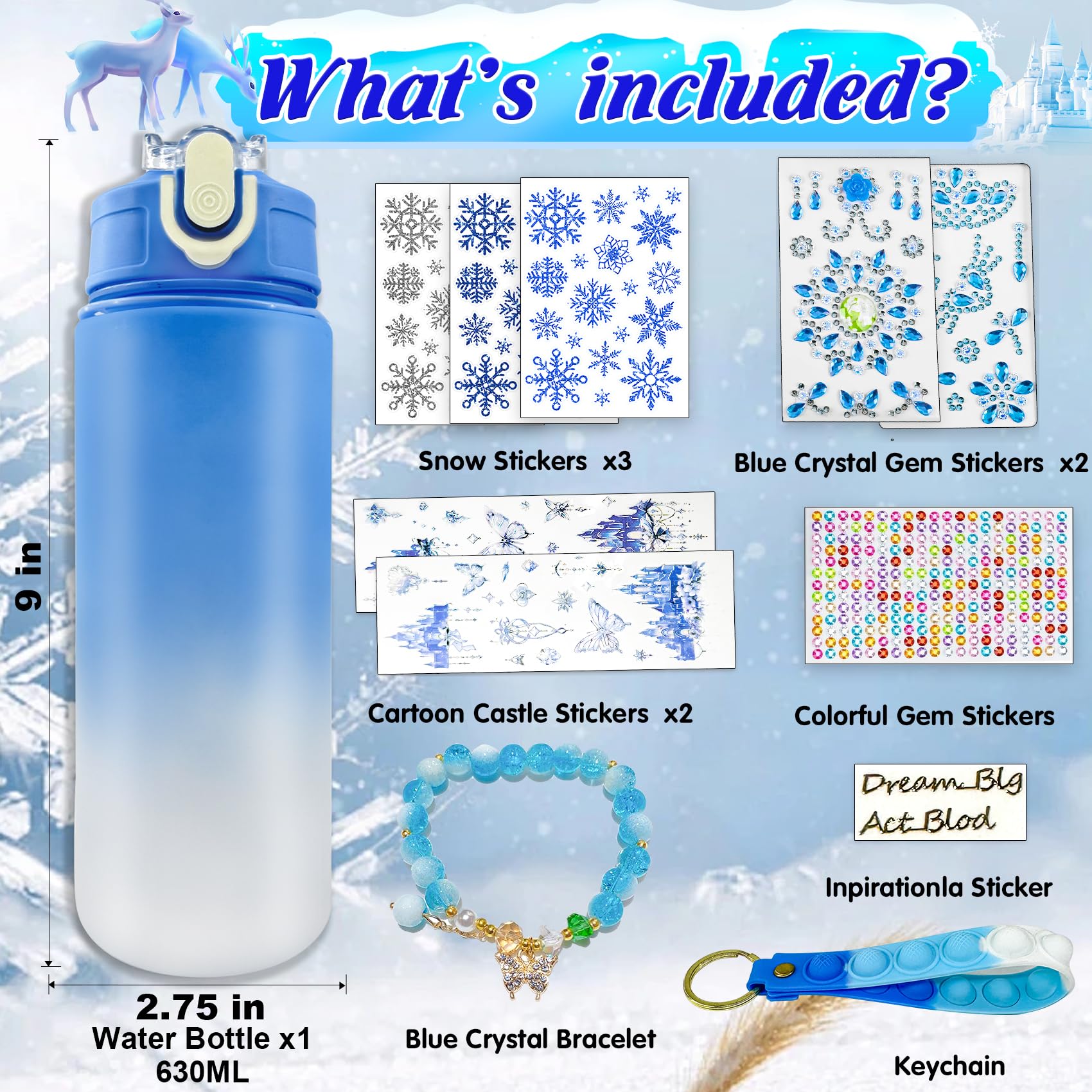 YOFUN Decorate Your Own Frozen Water Bottle Craft Kit for Girls Ages 3-8