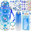 YOFUN Frozen Water Bottle Craft Kit for Girls – Decorate Your Own 630ml Leak-Proof Bottle with Stickers & Fidget Keychain, Ages 3-8