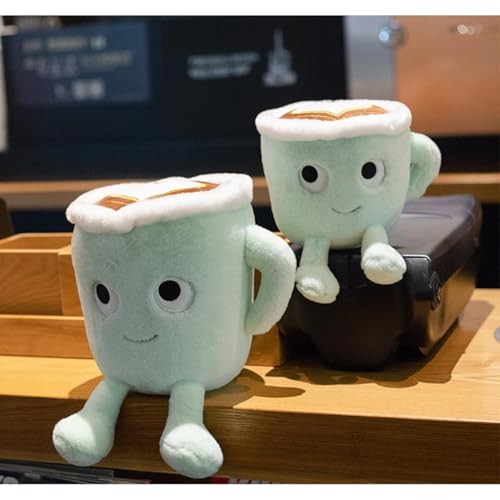 Yoholto 7.8-Inch Latte Plush Pillow: Soft Coffee Cup Stuffed Toy in Green