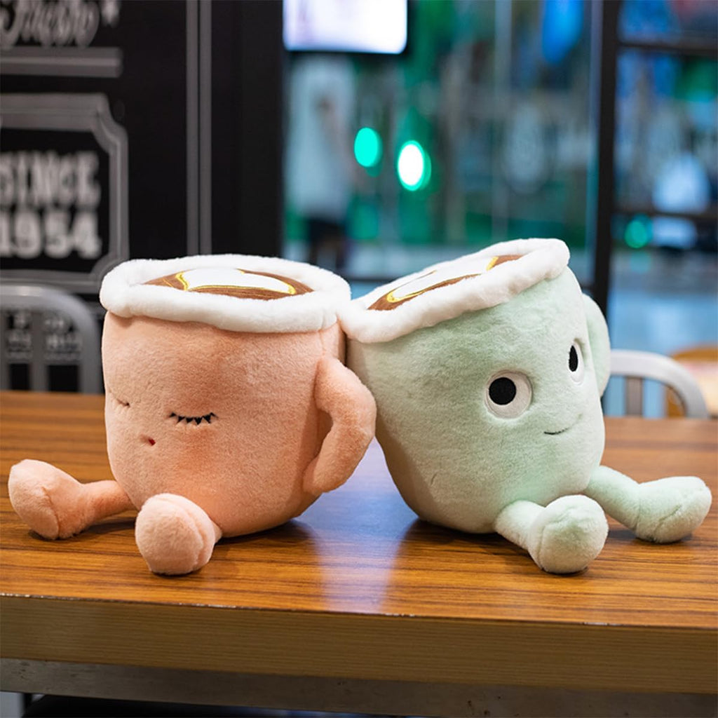 Yoholto 7.8-Inch Latte Plush Pillow: Soft Coffee Cup Stuffed Toy in Green