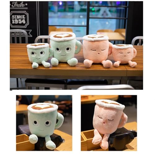 Yoholto Latte Plush Pillow – 7.8 Inch Pink Coffee Cup Stuffed Toy with Embroidered Face