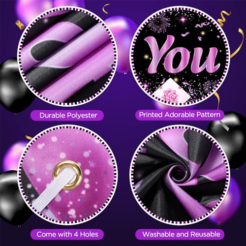 Yoirrat Purple We Appreciate You Banner Set with 18 Balloons – 98x18 Inch Thank You Yard Sign for Employee, Teacher, Doctor Appreciation Party Decorations