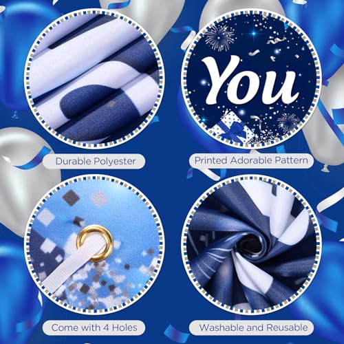 Yoirrat We Appreciate You Banner and Balloon Set – Blue Silver Appreciation Party Decor